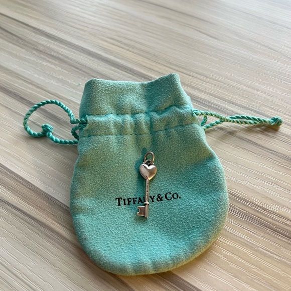 Tiffany Heart Key Silver Necklace with Blue Enamel Finish, Mini - Picture 2 of 2